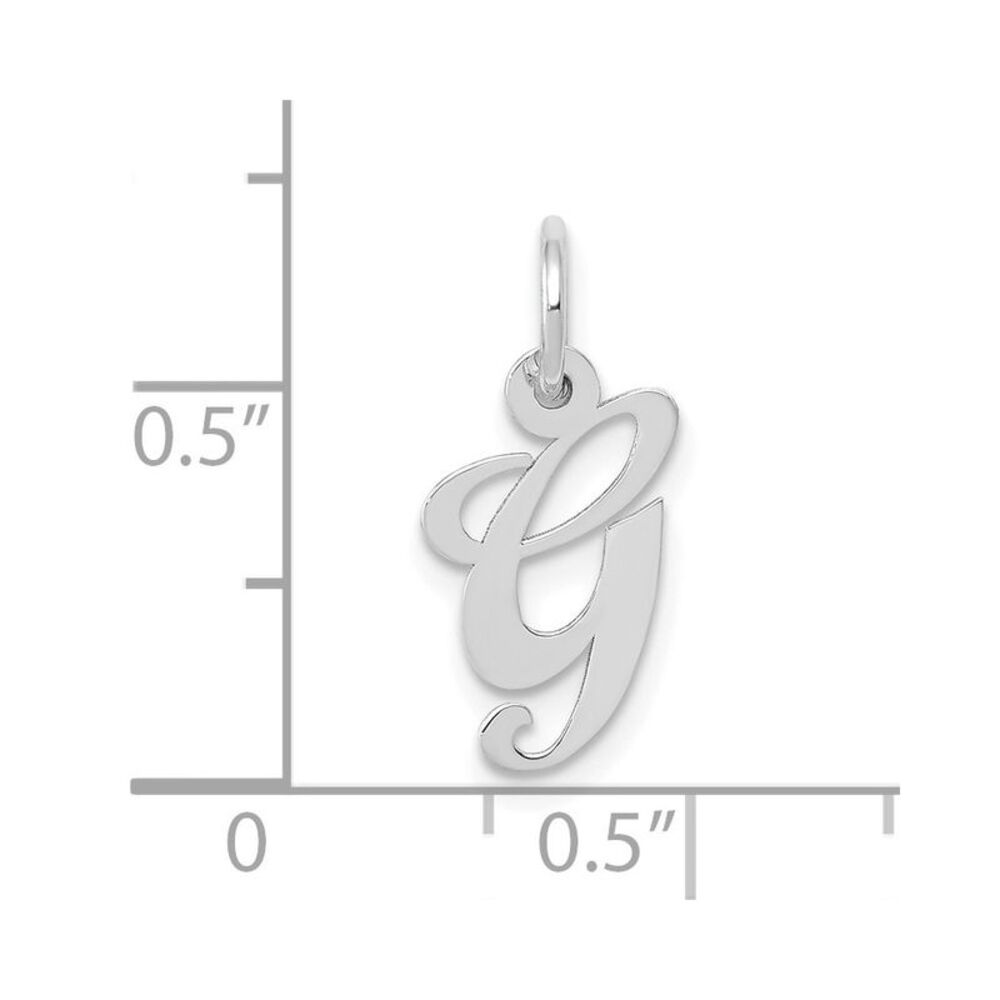 10k White Gold Small Fancy Script Initial G Charm - image 2